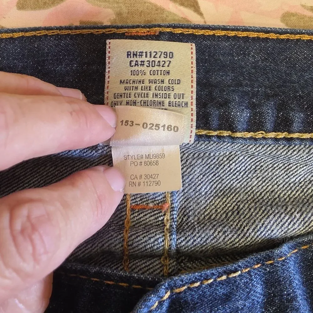 True Religion Straight Dark Wash Horseshoe Stitching Jeans Mens Size 38